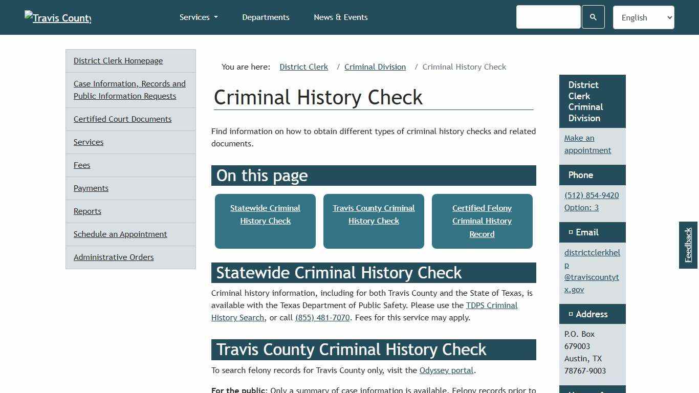 Criminal History Check